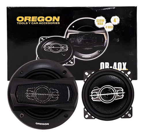 Juego De Parlantes Coaxiales Oregon 4 Pulgadas 220w 4 Vias Negro