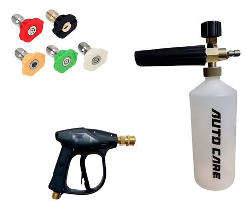 Pistola Corta Foam Lance Profesional Acople Rapido + 3 Picos