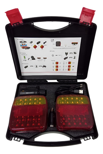 Faros Traseros Led Para Trailer Inalambrico Magnetizado Agro Ambos Lados Rojo