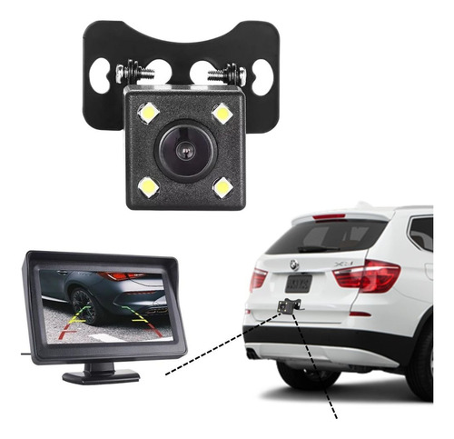 Camara Retroceso Auto Universal 12v Color Negro Kube