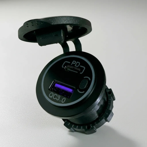 Cargador Toma Usb C Embutir Auto 12-24v Auto Carga Rapida Negro