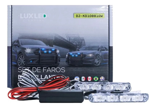 Set 3 Faros Destellantes Led Azul 12/24v Con Control Remoto