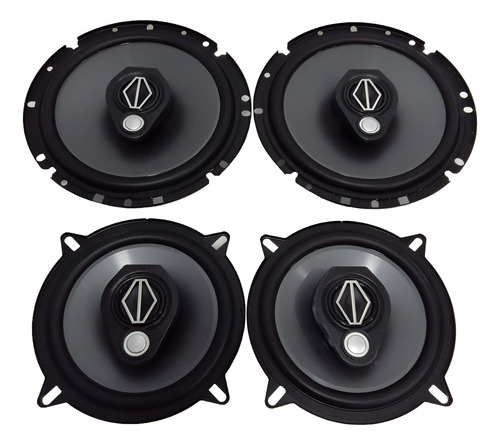 Combo Parlantes 6 Bomber Bbr Sin Reja + Triaxial 5 Bbr Negro