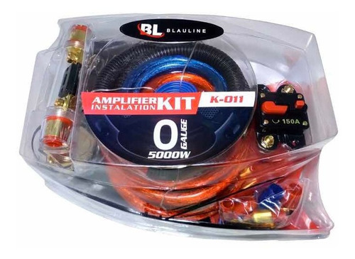 Kit Cables 0 Gauges Pro P/potencia 5000w Con Llave Blauline